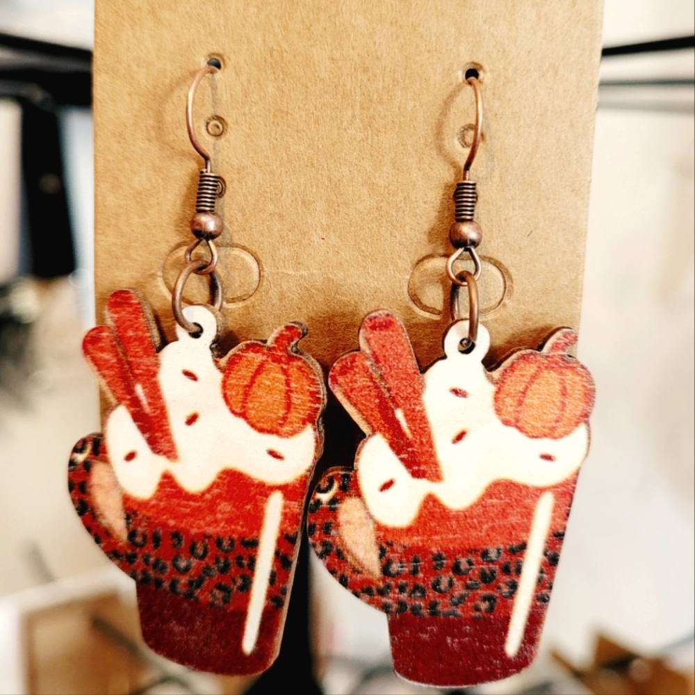 Fall Earings Coffee Earings Fall Accessories Thanksgiving